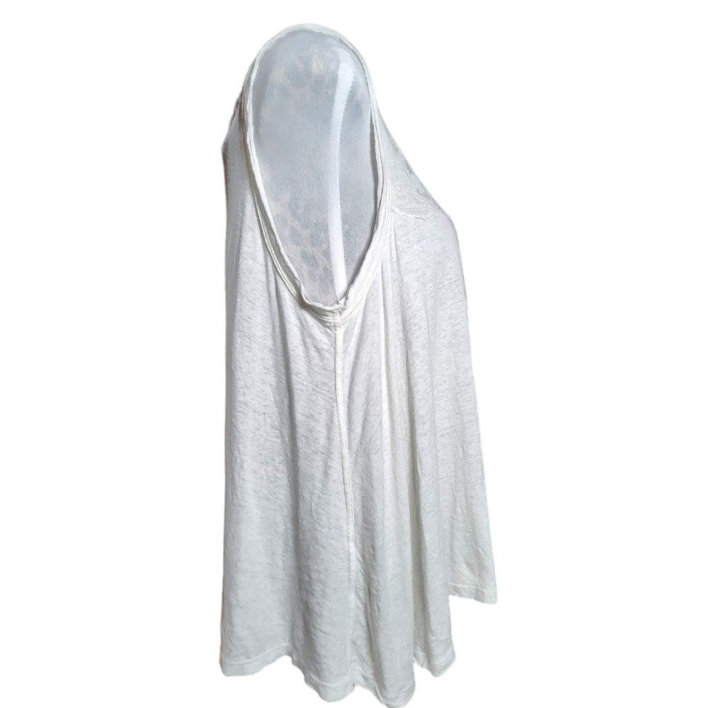 Free People Meant To Be Ivory‎ Embroidered Mesh Sleeveless Swing Top Size M - Picture 4 of 10